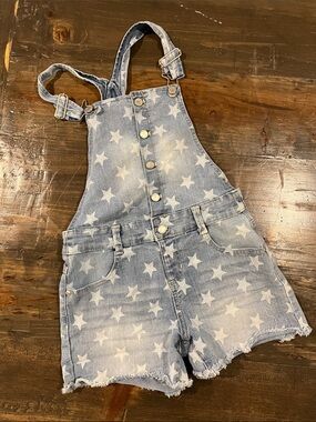 Jordache Light Blue Star-Print Denim Shortalls
